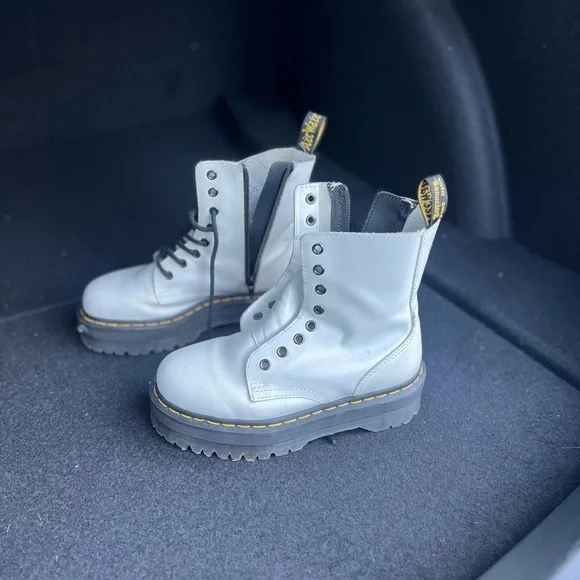 Martens Shoes Dr Martens Jadon Womens White Platform Boots